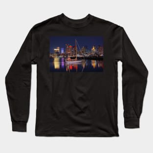 East Boston MA Boston Skyline Lit up for Christmas Long Sleeve T-Shirt
